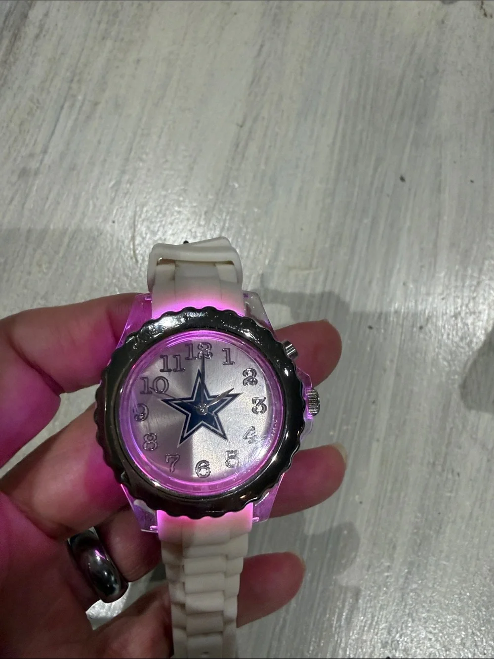 White Dallas Cowboys Silicone Star Dial Sports Watch